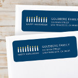 Happy Hanukkah | Simple and Modern Candle Greeting Return Address Label<br><div class="desc">This is a simple,  minimalist and modern design of the Menorah or temple candlesticks.</div>