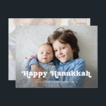 Happy Hanukkah | Simple Boho Photo Overlay Holiday Postcard<br><div class="desc">This simple and stylish Happy Hanukkah photo postcard features a whimsical,  boho white text overlay with room for two of your personal photos.</div>
