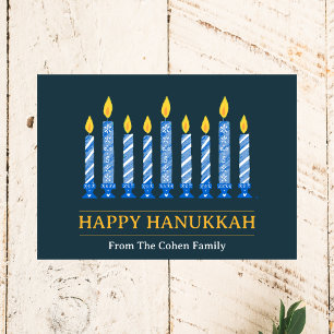 Happy Hanukkah Simple Elegant Candle Greeting Holiday Card