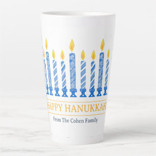 Happy Hanukkah   Simple Elegant Candle Greeting  Latte Mug