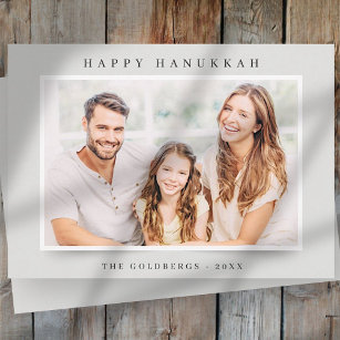 Happy Hanukkah Simple Elegant Custom Family Photo Holiday Card