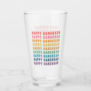 Happy Hanukkah Simple Rainbow Colours Typography Glass
