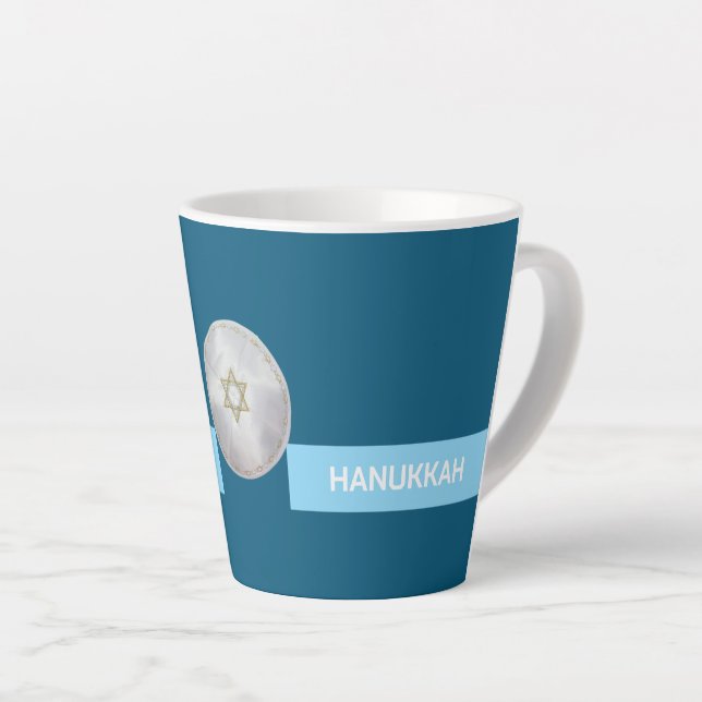 HAPPY HANUKKAH Small Latte Mug (Right Angle)