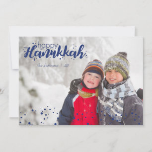 Happy Hanukkah Snow Bubbles Holiday Photo Card