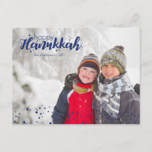 Happy Hanukkah Snow Bubbles Photo Postcards
