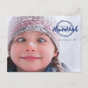 Happy Hanukkah Snow Bubbles Wreath Photo Postcards
