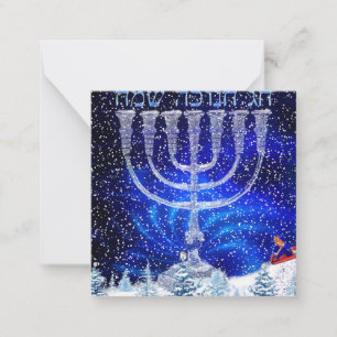 Happy Hanukkah Snow & Menorah Card