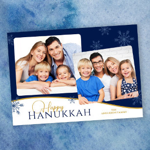Happy Hanukkah Snowflakes 2 Photos Hanukkah Holiday Card