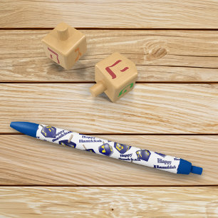 Happy Hanukkah Spinning Dreidel Blue Ink Pen