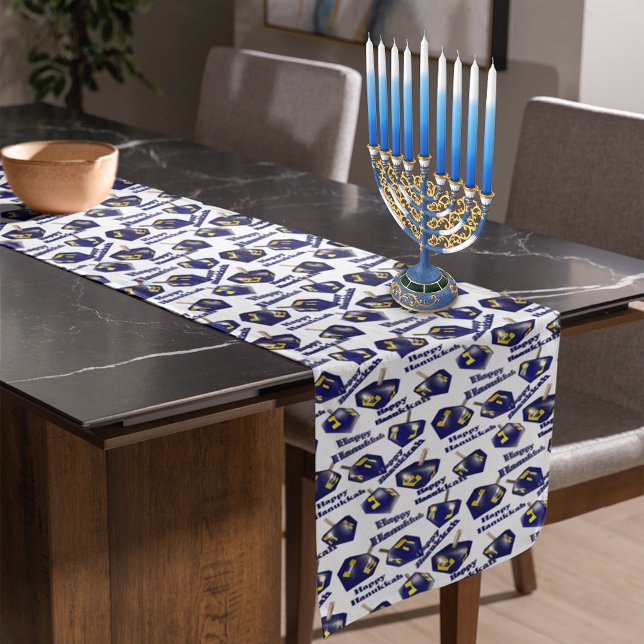 Happy Hanukkah Spinning Dreidel Short Table Runner (Creator Uploaded)