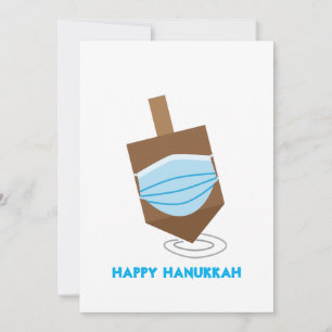 Happy Hanukkah - Spinning top with face mask Holiday Card