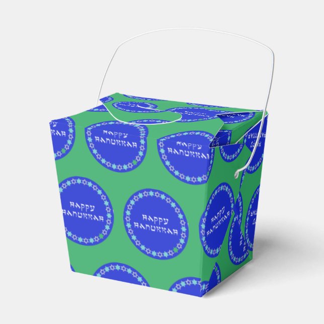 Happy Hanukkah Star Circle Favour Box (Front Side)