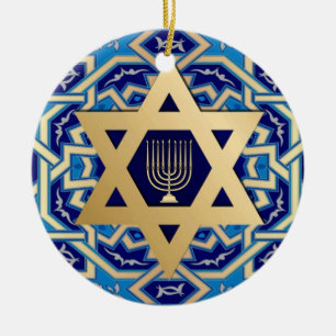Happy Hanukkah.  Star of David Custom Year  Ceramic Ornament
