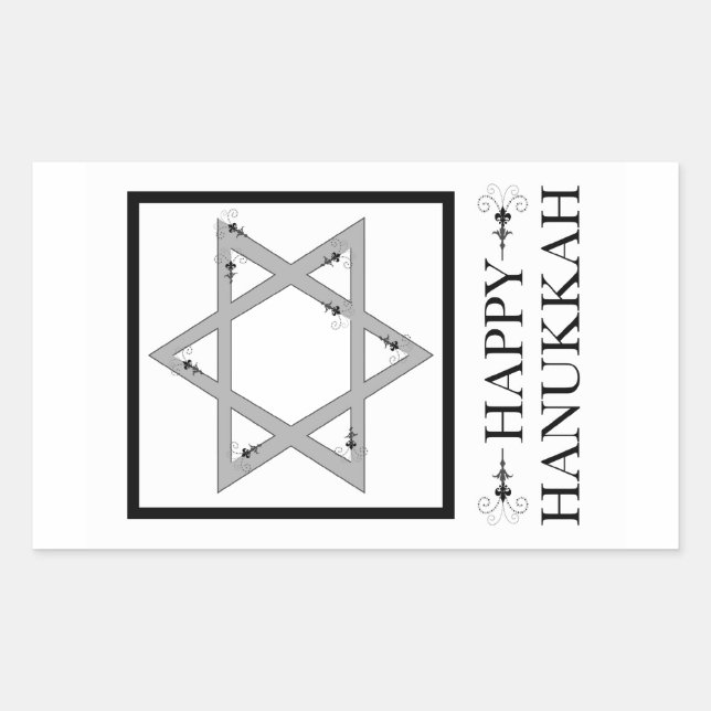 happy hanukkah (star of david elegance) rectangular sticker (Front)