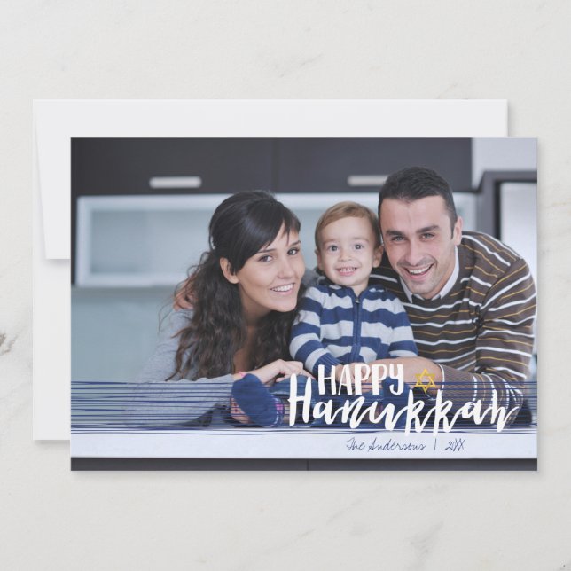 Happy Hanukkah Star of David Holiday Photo Card (Front)