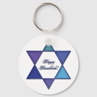 Happy Hanukkah Star of David Keychain