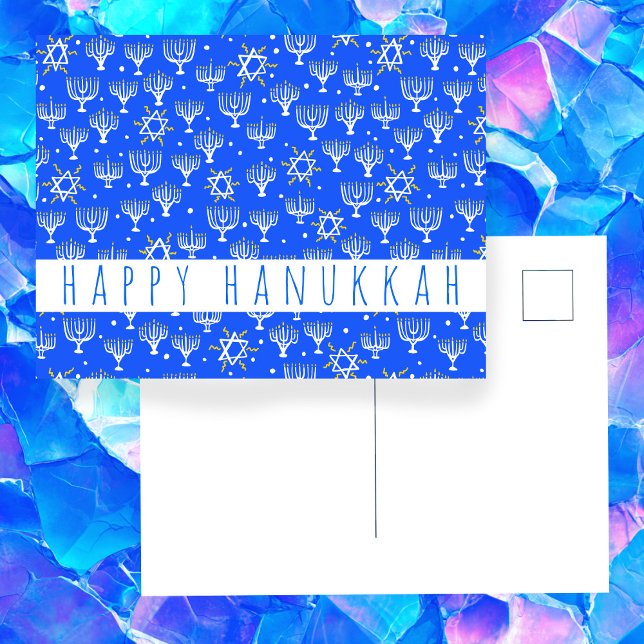 Happy Hanukkah Star of David Menorah Blue CUSTOM Postcard (Happy Hanukkah Star of David Menorah Blue CUSTOM Postcard
)