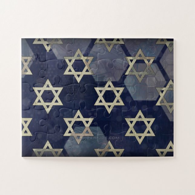 Happy Hanukkah Star of David menorah Dreidel Slipp Jigsaw Puzzle (Horizontal)