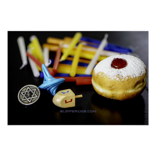 Happy Hanukkah Star of David menorah Dreidel Slipp Poster (Front)