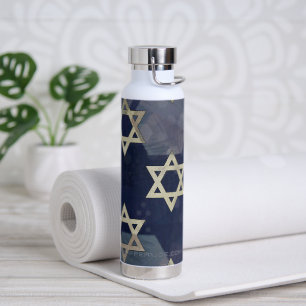 Happy Hanukkah Star of David menorah Dreidel Slipp Water Bottle