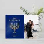 Happy Hanukkah Star of David Menorah Foil Holiday Card<br><div class="desc">Happy Hanukkah Star of David Menorahdesign photo holiday card with real foil</div>