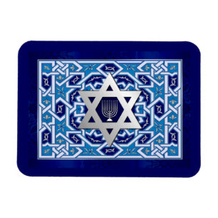 Happy Hanukkah. Star of David & Menorah Magnets