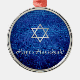 Happy Hanukkah Star of David Metal Tree Decoration