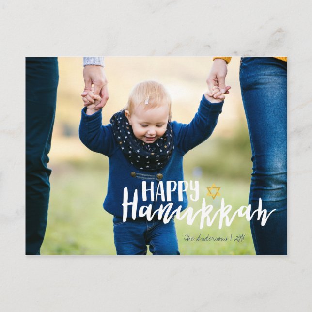 Happy Hanukkah Star of David Photo Postcards (Front)