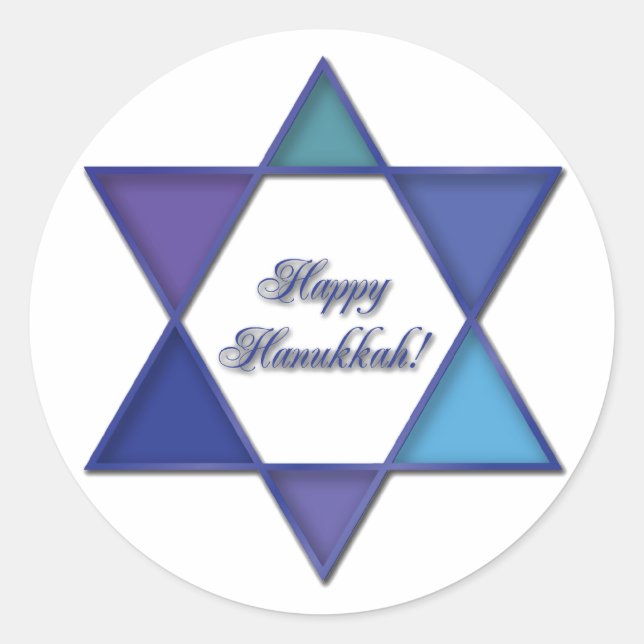 Happy Hanukkah Star of David Sticker (Front)
