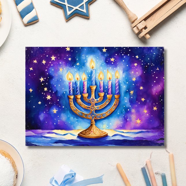 Happy Hanukkah Starry Menorah Card (Creator Uploaded)
