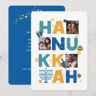 Happy HANUKKAH Stars & lights Photo Greeting Card