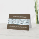 Happy Hanukkah Stars of David Holiday Card<br><div class="desc">Happy Hanukkah card with blue stars of david with brown background</div>