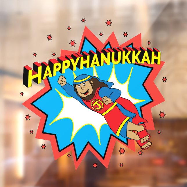 Happy Hanukkah Super Judah Window Cling (Sheet 2)