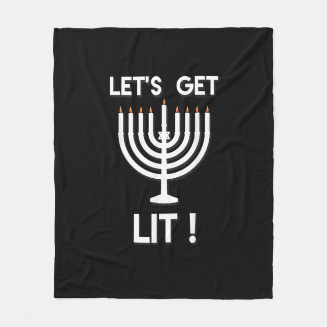 Happy Hanukkah Tis The Season Get Fleece Blanket (Front)