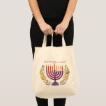 Happy Hanukkah Tote Bag<br><div class="desc">This cute Hanukkah pattern is an eye-catcher! It's a fun and funky way to dress up decor, gifts, apparel, and household items for the occasion. Check out my store for more pattern items and gift ideas, or combine items to create an interesting gift package!</div>