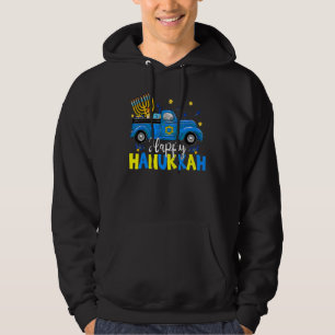 Happy Hanukkah Truck Menorah Jewish Boys Girls Hoodie