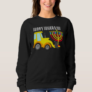 Happy Hanukkah Trucks Loader Menorah  Chanukah Sweatshirt