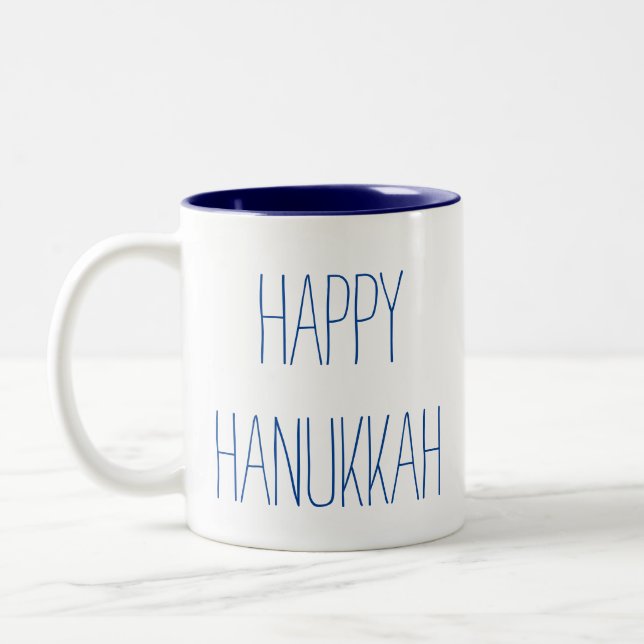Happy Hanukkah Two-Tone Coffee Mug (Left)