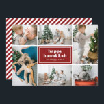 Happy Hanukkah Typography Red Photo Collage Holiday Card<br><div class="desc">Happy Hanukkah! Send holiday wishes and greetings with this modern and stylish holiday photo card. It features retro bold typography with white and red diagonal stripes pattern. Personalize by adding your favorite photos, greeting, names and other details. The texts are fully editable. Available as a flat card, folded card and...</div>