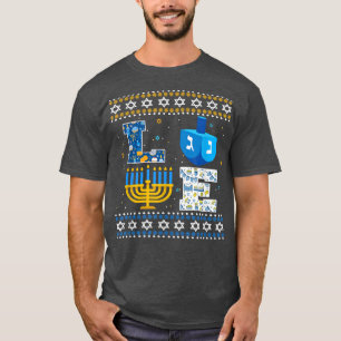 Happy Hanukkah Ugly Christmas Menorah Dreidel T-Sh T-Shirt