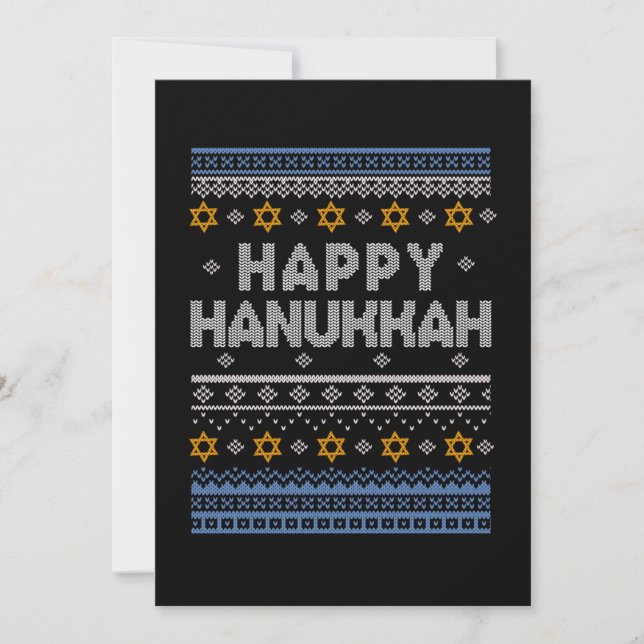 Happy Hanukkah Ugly Shirt Jewish Festival Gift Invitation (Front)