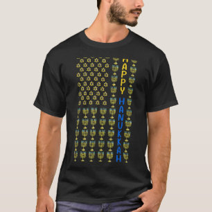Happy HANUKKAH USA flag with Menorahs Jewish Holid T-Shirt