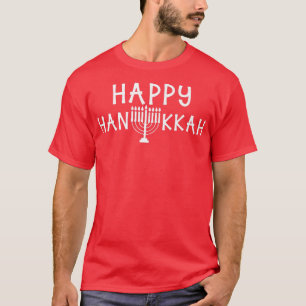 Happy Hanukkah Vintage Hebrew Menorah Jewish Holid T-Shirt