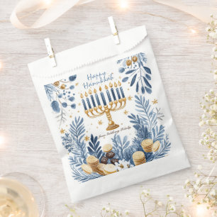🕎 Happy Hanukkah, watercolor Festival of Lights Favour Bag