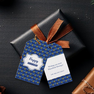 Happy Hanukkah Watercolor Stars Of David Gift Tags