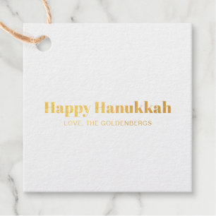 Happy Hanukkah white and blue minimalist custom Favour Tags