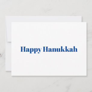 Happy Hanukkah white and blue minimalist modern Holiday Card