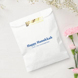 Happy Hanukkah white blue minimalist personalised Favour Bag