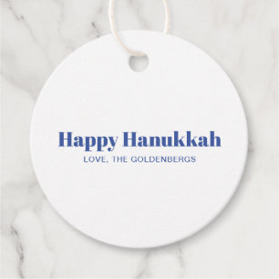 Happy Hanukkah white blue minimalist personalised Favour Tags