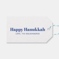 Happy Hanukkah white blue minimalist personalised